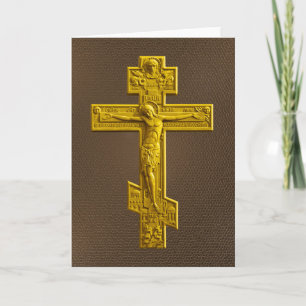 Carte Croix orthodoxe russe d'or