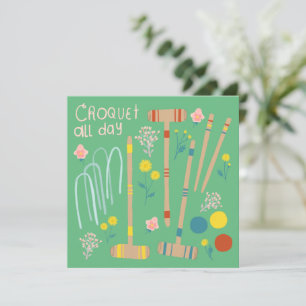 Carte CROQUET TOUTE LA JOURNÉE Jeu de pelouse mignonne C