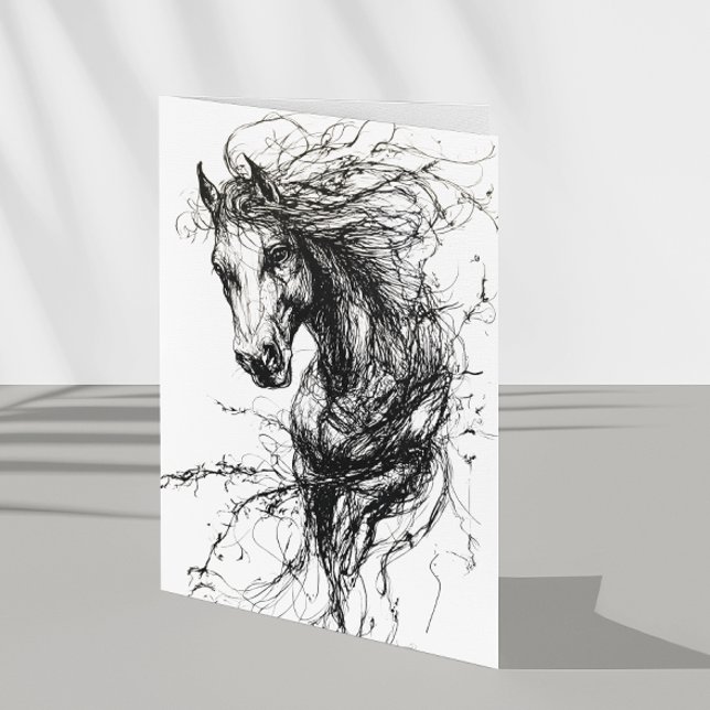 Carte Croquis à main de portrait de cheval (Créateur téléchargé)