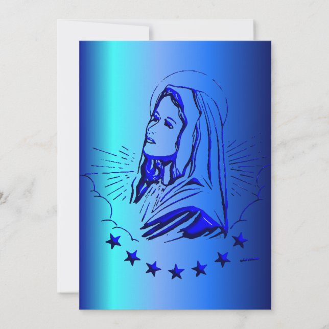 Carte Croquis de la Sainte Vierge Marie en bleu (Devant)