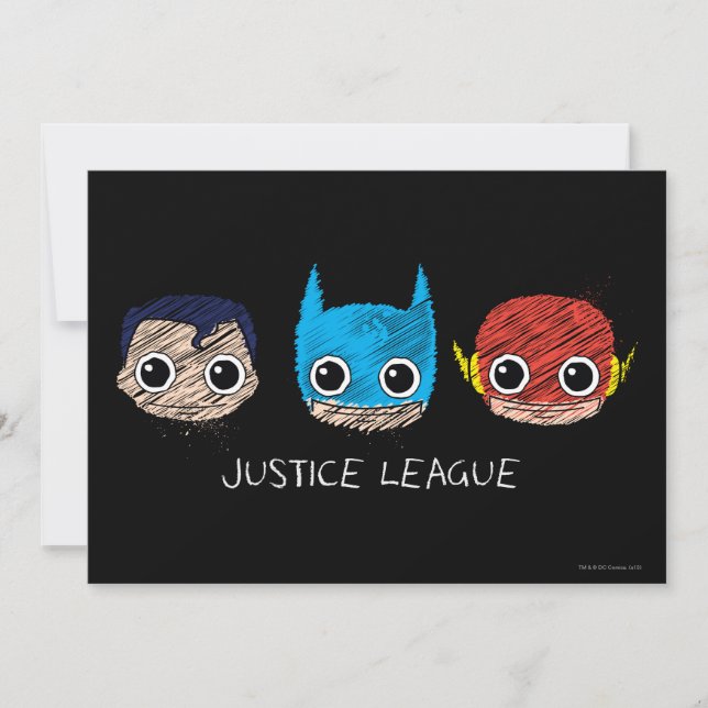 Carte Croquis des chefs de la Mini Ligue de Justice (Devant)