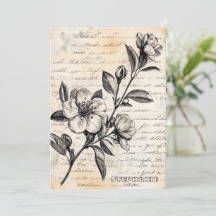 Carte Croquis floral rustique avec calligraphie - âge (2