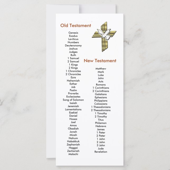 Carte Cross Bible Book mark Signet Books of the Bible (Devant)