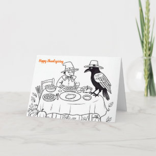 Carte Crow et pèlerin à la table d'action de grâces