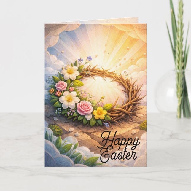 Carte Crown of Thorns Vertical Folded Easter Card (Devant)