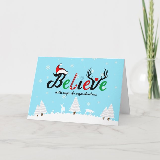 Carte Croyez à la magie d'un Noël végétalien   (Devant)