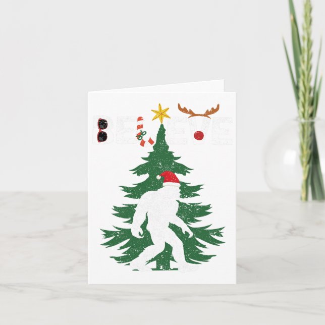 Carte Croyez Bigfoot Sasquatch Yeti Santa Hat Noël (Devant)