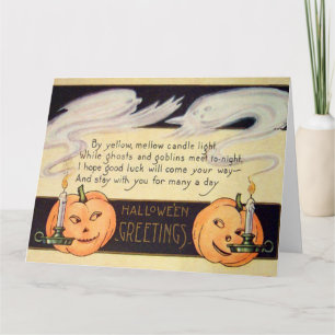 Carte Cru Halloween de bougies de Jack-o'-lantern de