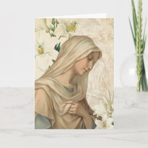 Carte Cru religieux d'ange de lis de Vierge Marie