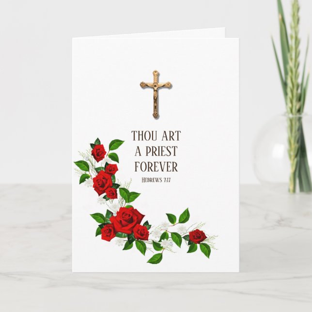 Carte Crucifix de l'Ordination du prêtre catholique (Devant)