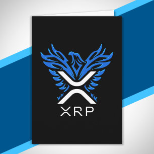 Carte Cryptomonnaie XRP Crypto Logo Blue Rising Phoenix