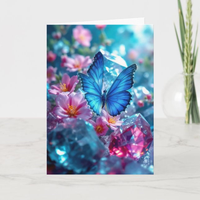 Carte Crystals Ruby Garden Butterfly Greeting Card (Devant)