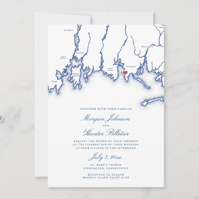 Carte CT Stonington Élégant Mariage de l'église bl (Devant)