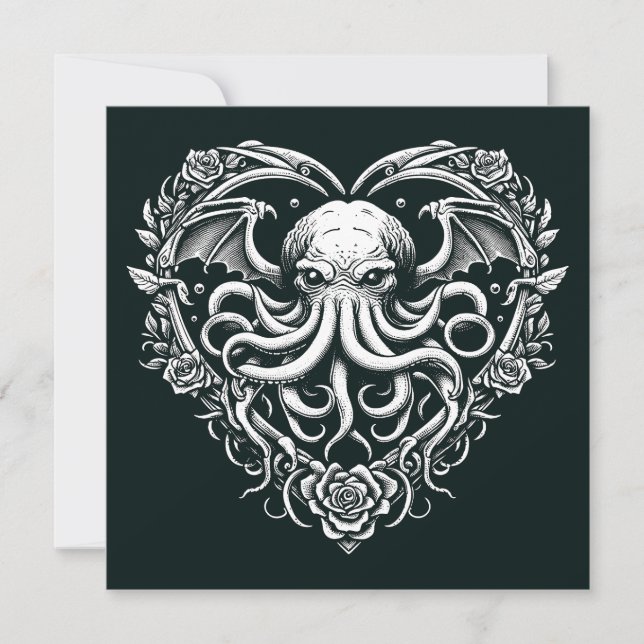 Carte Cthulhu Saint-Valentin Lovecraft Horreur en forme  (Devant)