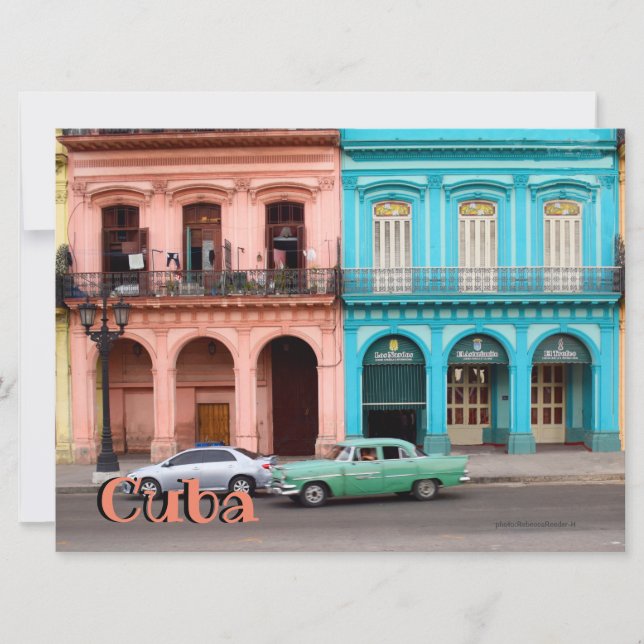 Carte Cuba La Havane Architecture et voiture (Devant)