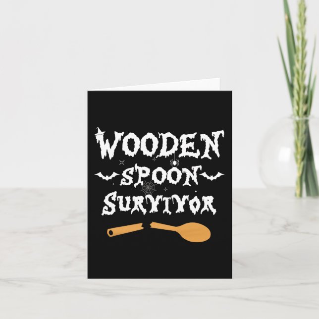 Carte Cuillère en bois Survivant Drôle Costume Halloween (Devant)