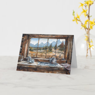 Carte Cuisine de cabane en rondins du Wyoming aquarelle 