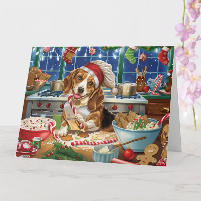 Carte Cuisine de vacances beagle : Noël festif (Orchidée)