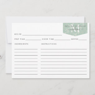 Carte Cuisine Monogramme Script Turquoise Floral Foliage
