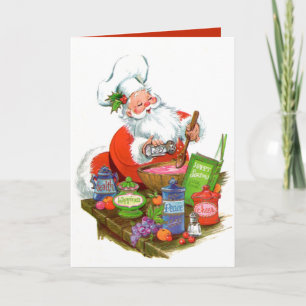 Carte cuisine vintage rétro Père Noël Noël
