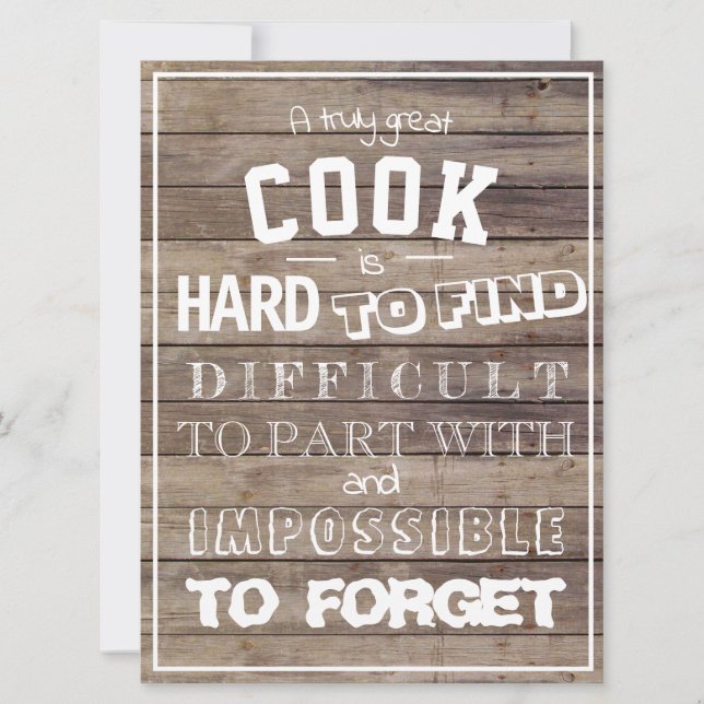 Carte Cuisinier cuisinier typographie cool moderne et te (Devant)