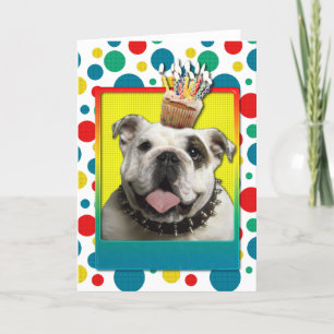 Carte Cupcake anniversaire - Bulldog - Lumière