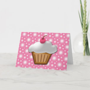 Carte Cupcake coupé avec cerise rose sur le dessus