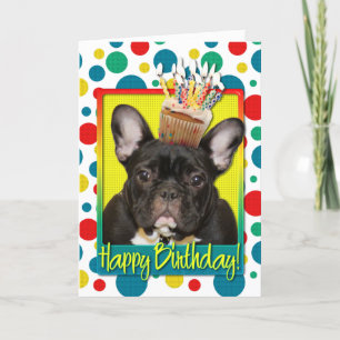 Carte Cupcake d'anniversaire - Chien de taureaux françai