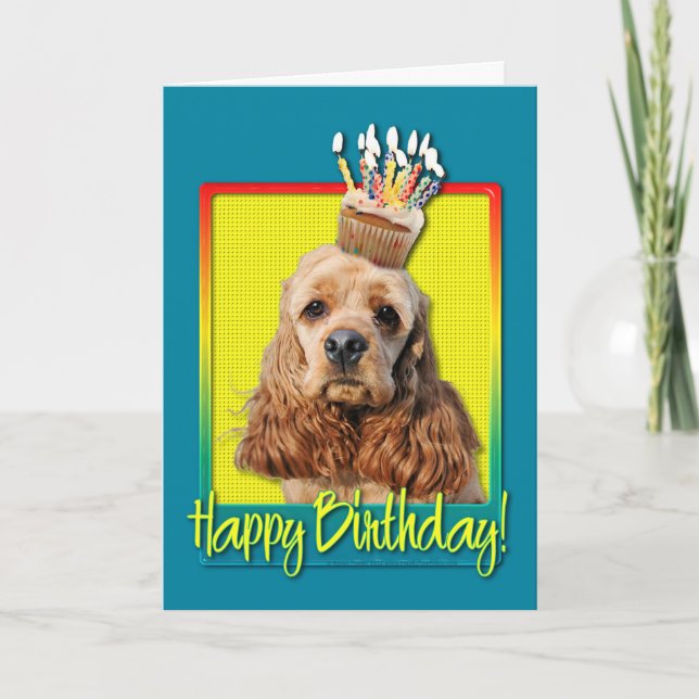 Carte Cupcake d'anniversaire - Cocker Spaniel (Devant)