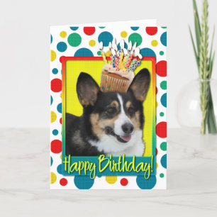 Carte Cupcake d'anniversaire - Corgi