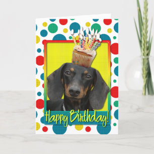 Carte Cupcake d'anniversaire - Dachshund - Winston