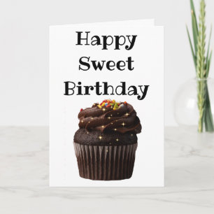 Carte cupcake d'anniversaire doux et heureux avec étince