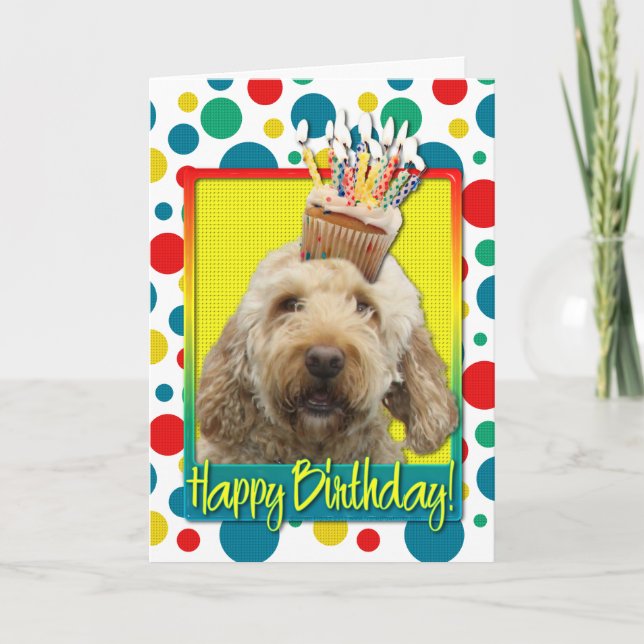Carte Cupcake d'anniversaire - GoldenDoodle (Devant)