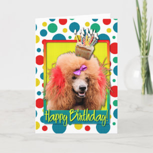 Carte Cupcake d'anniversaire - Poodle - Rouge