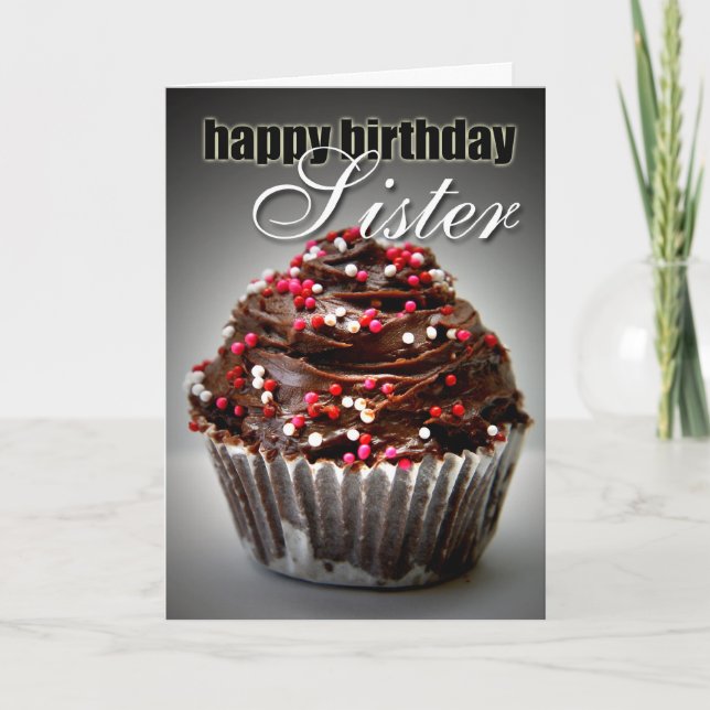 Carte Cupcake d'anniversaire pour ma soeur (Devant)