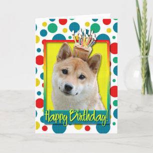Carte Cupcake d'anniversaire - Shiba Inu