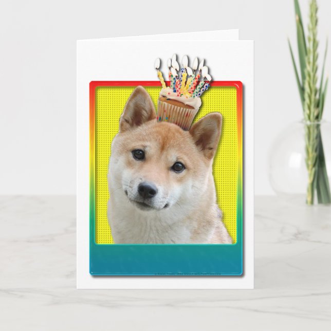 Carte Cupcake d'anniversaire - Shiba Inu (Devant)