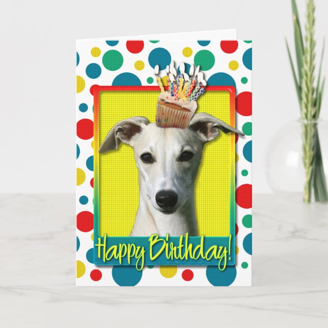 Carte Cupcake d'anniversaire - Whippet (Devant)