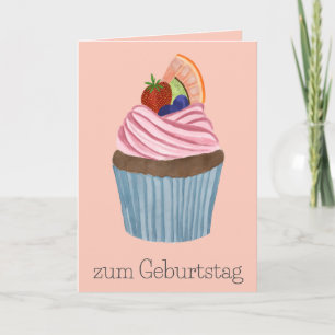 Carte Cupcake de fruits d'anniversaire allemand