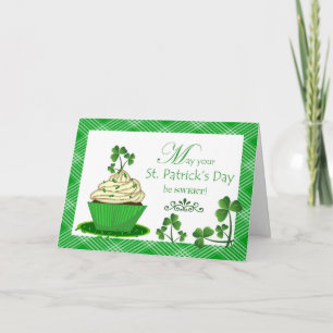 Carte Cupcake de la Saint Patrick avec Shamrock