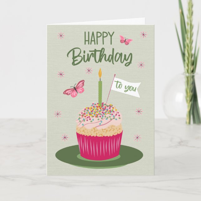 Carte Cupcake et papillons (Devant)