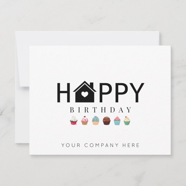 Carte Cupcake immobilier Joyeux anniversaire (Devant)