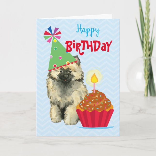 Carte Cupcake Keeshond'anniversaire (Devant)