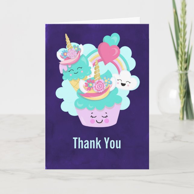 Carte Cupcake mignonne et Merci de crème glacée appétiss (Devant)