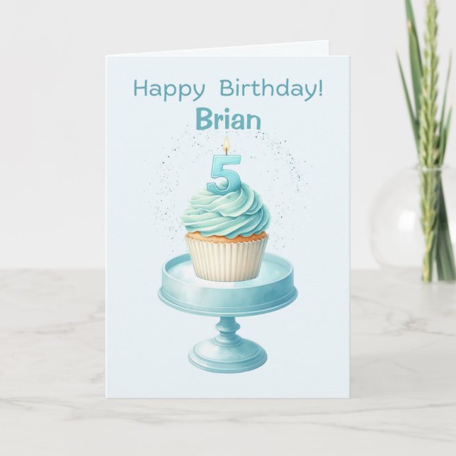 Carte Cupcake personnalisée 5e anniversaire (Devant)
