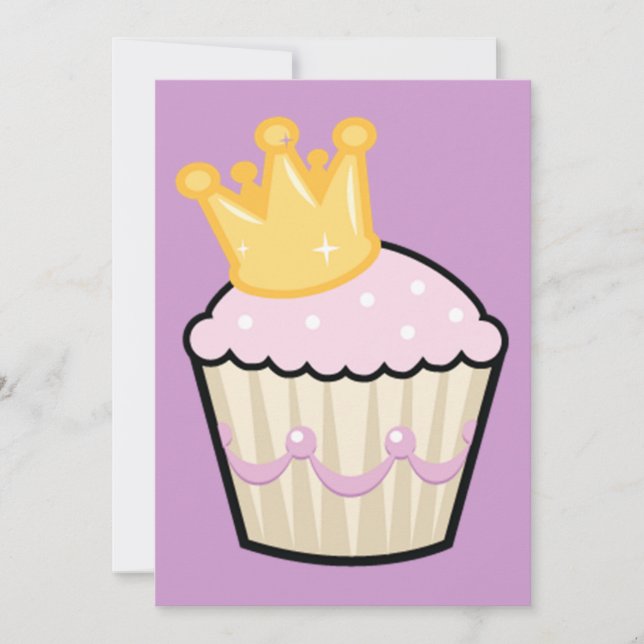 Carte cupcake princesse avec couronne (Devant)