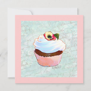 Carte Cupcake rose chocolat français