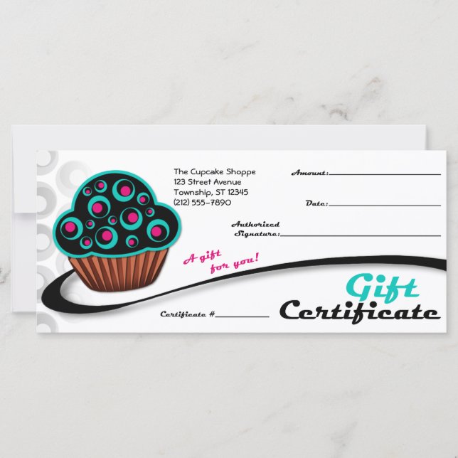 Carte Cupcake Turquoise alternatif rétro - Certificats c (Devant)