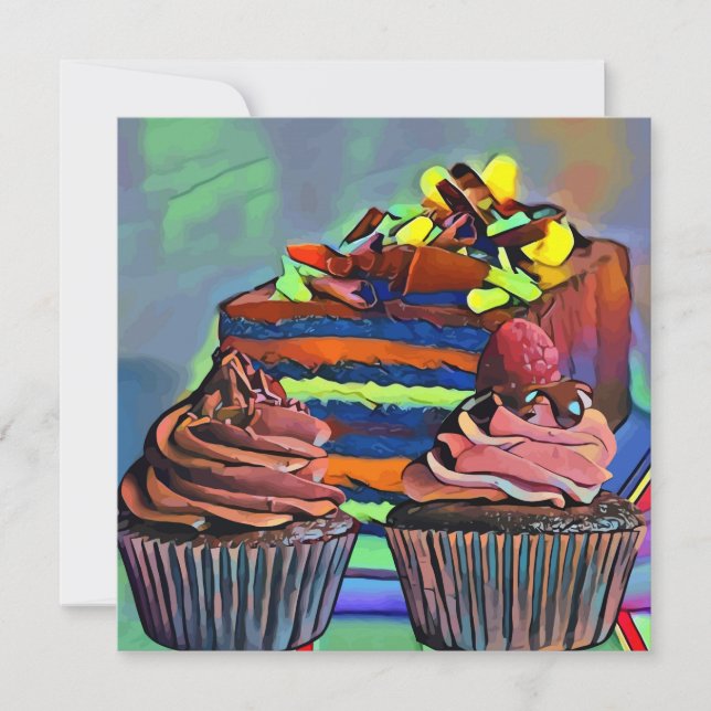 Carte Cupcakes and cake Still Abstract Art (Devant)