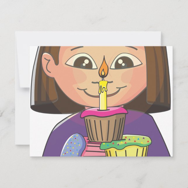 Carte cupcakes fille anniversaire (Devant)